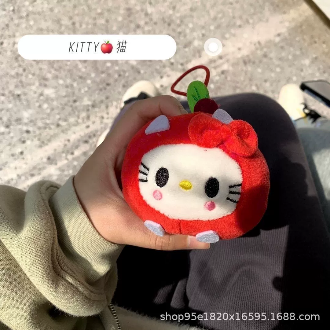 Плюшевый кулон (Hello Kitty) милый яблоко/бургер на шариковом цепочке, мягкий брелок
