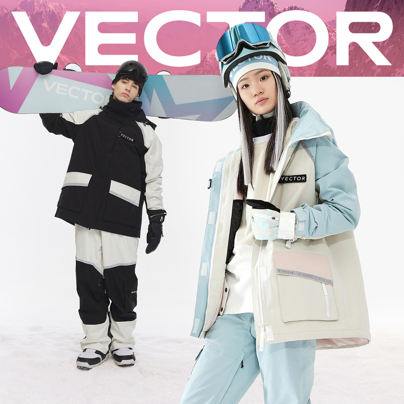 VECTOR Ski Suit Men's and Women's Loose Warm Windproof Waterproof Jacket Wear-resistant Veneer Double-board Jacket