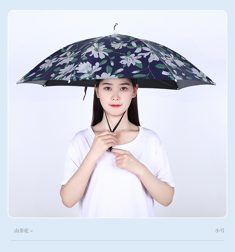 伞帽头戴伞黑胶钓鱼伞头顶式3折叠雨伞防晒防雨遮阳大