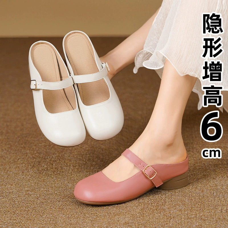 Женские плоские туфли-мюли в лесном стиле с круглым носком в ретро-стиле, полусапожки-слипоны, универсальные лоферы для повседневной носки.