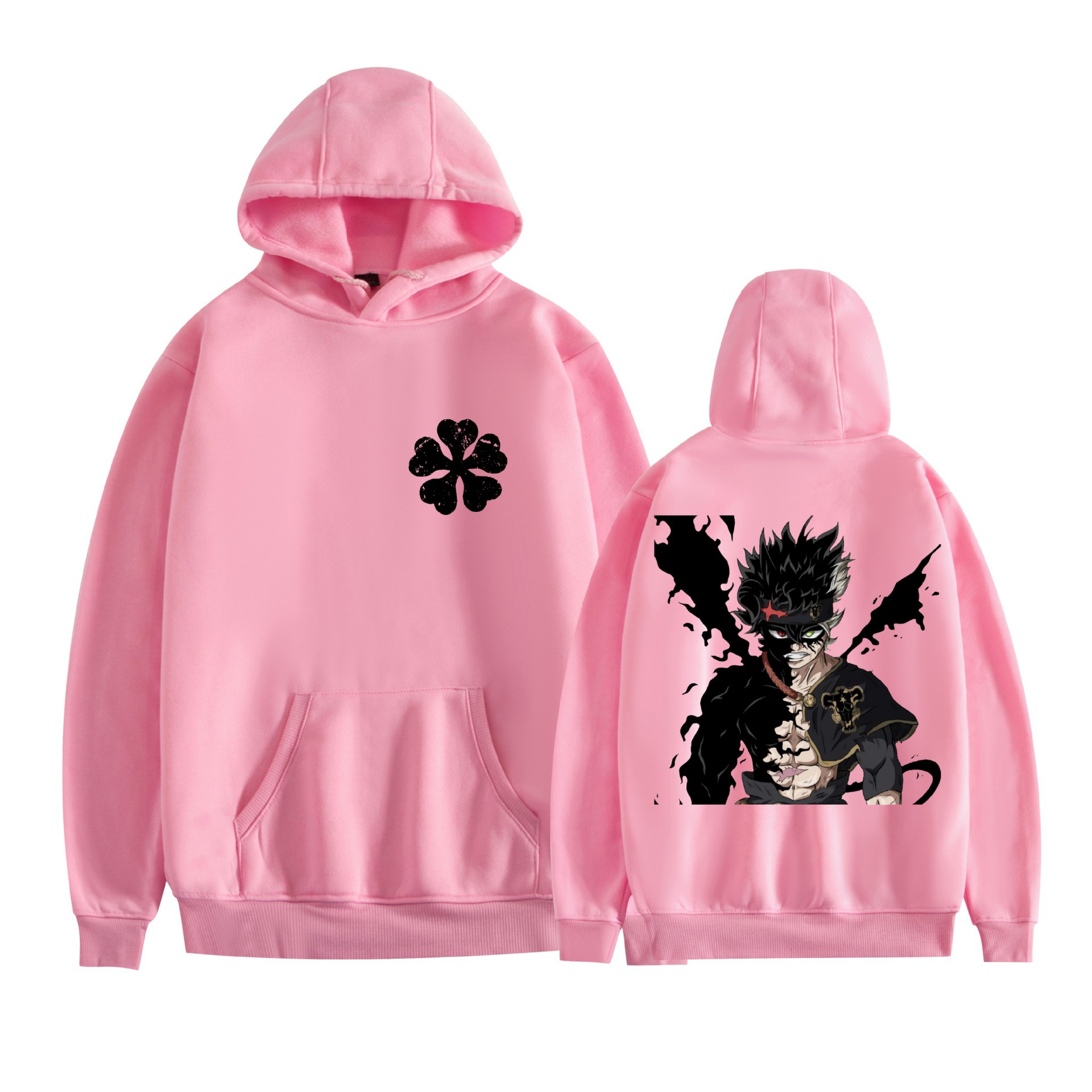 Trébol de cuatro hojas negro nuevo transfronterizo Black Clover animación periféricos hombres y mujeres suéter con capucha suelto casual