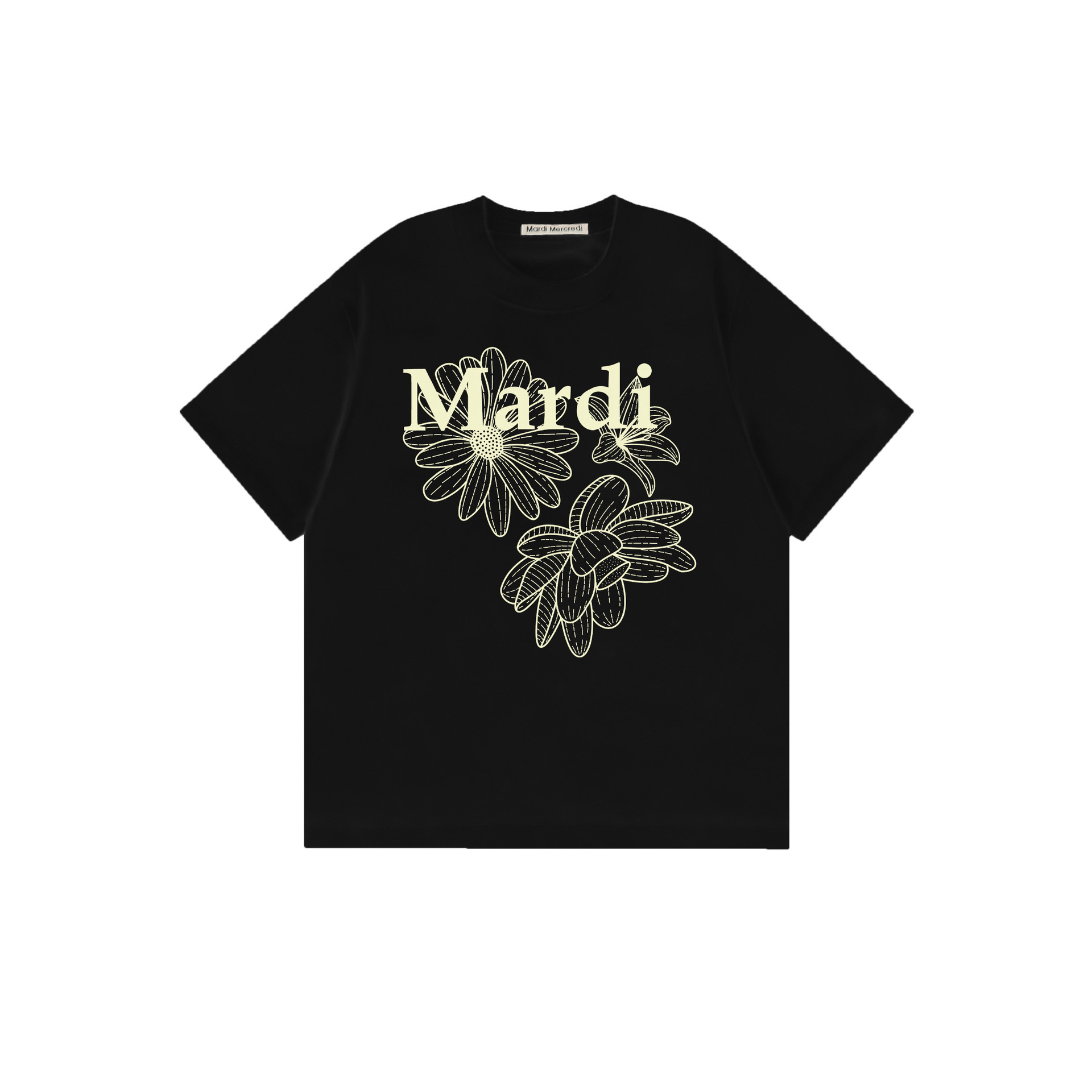 2025 新マルディ半袖右肩スリムフィットゴールドハイシルバー同スタイルデイジードックスフード犬 Tシャツホットガール着用