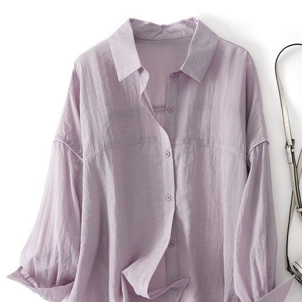Summer French Fashion Sun Protection Breathable Lapel Shirt 2024 Spring New Women's Casual Commuting Loose Top Summer French Fashion Sun Protection Breathable Lapel Shirt 2024 Spring New Women's Casual Commuting Loose Top