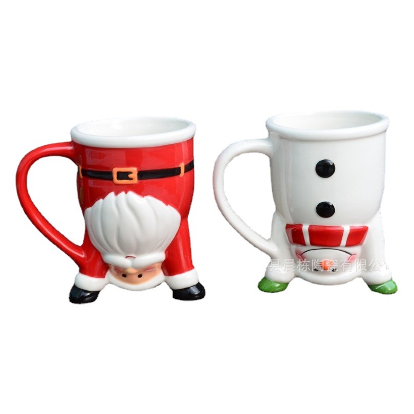 En stock cerámica Navidad hombre taza de pan de jengibre cerámica árbol de Navidad Taza de cerámica panqueque tostada cerámica taza de agua