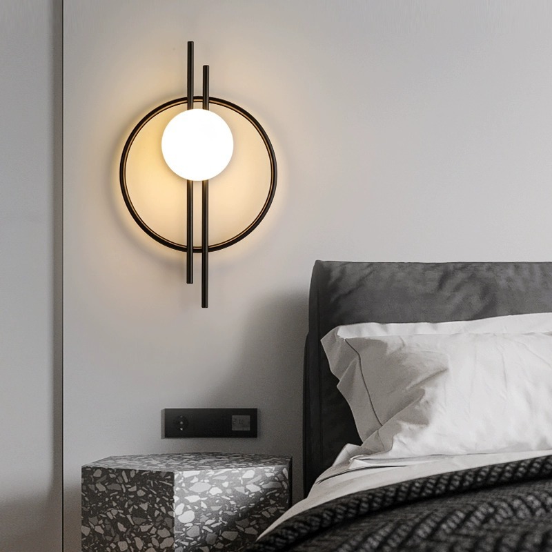 Luz de cabecera de lujo pared de fondo del dormitorio luz de pared nórdica creativa dormitorio principal fondo de pasillo de televisión moderna lámpara de pared simple