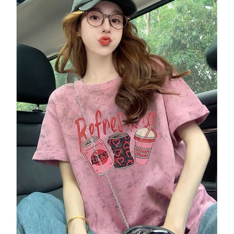 2026 Summer New Women's Fashion Tie-Dye Design Niche Short-Sleeve Loose Versatile T-Shirt 2026 Summer New Women's Fashion Tie-Dye Design Niche Short-Sleeve Loose Versatile T-Shirt
