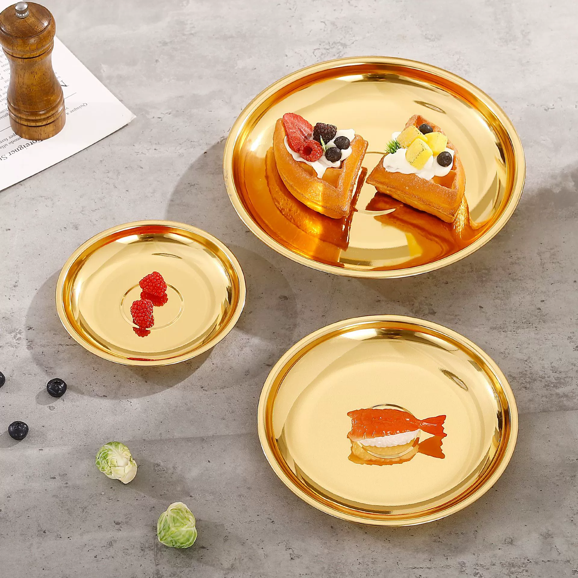 Металлическая гальваническая золотая круглая тарелка Домашний фруктовый поднос торт сладкая тарелка