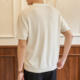 ZF8120-MW简约高智感老钱风短款海鸥领美式休闲针织短袖T恤，男装针织衫/毛衣，星座614