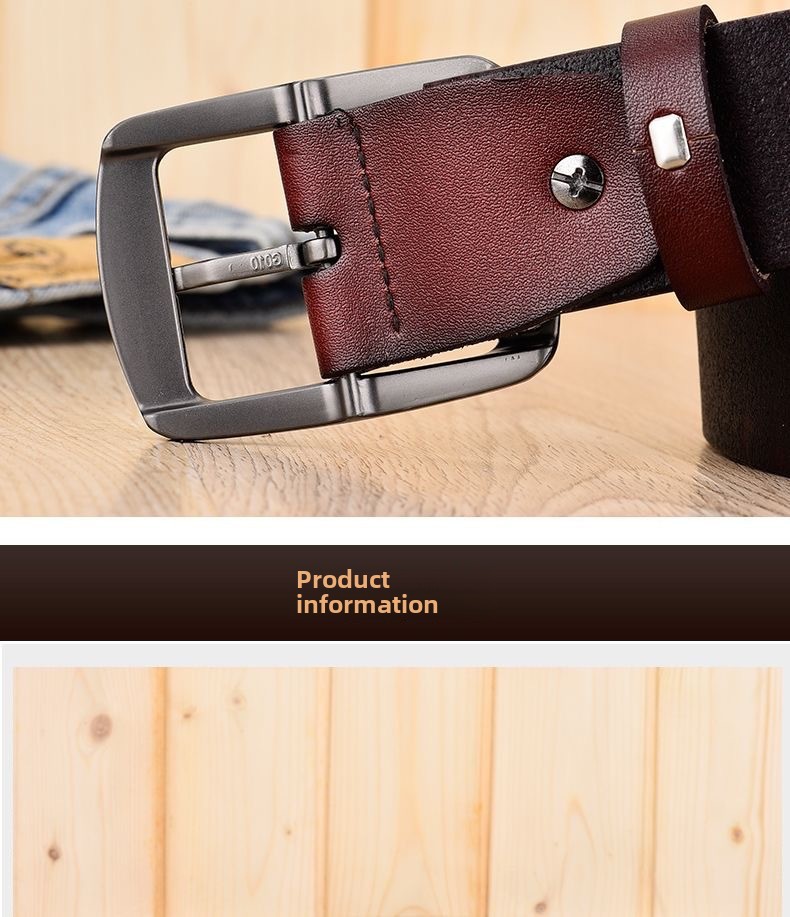 Cross-border foreign trade Men's  leather pin buckle belt vintage belt fashion casual jeans belt factory wholesale_viptrois.com