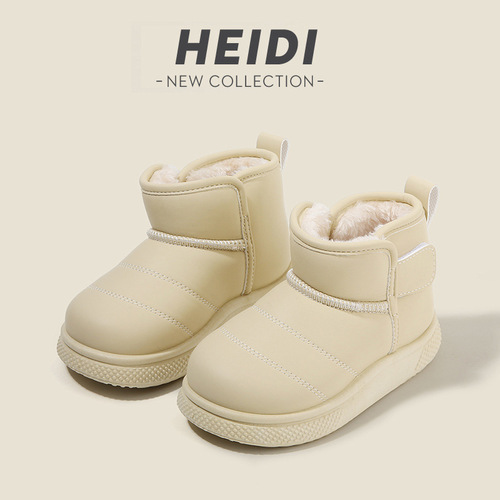 Children's Snow Boots 2025 Winter New Boys' Short Boots with Fleece and Thick Padding Girls' Cotton Boots Warm Baby Cotton Shoes