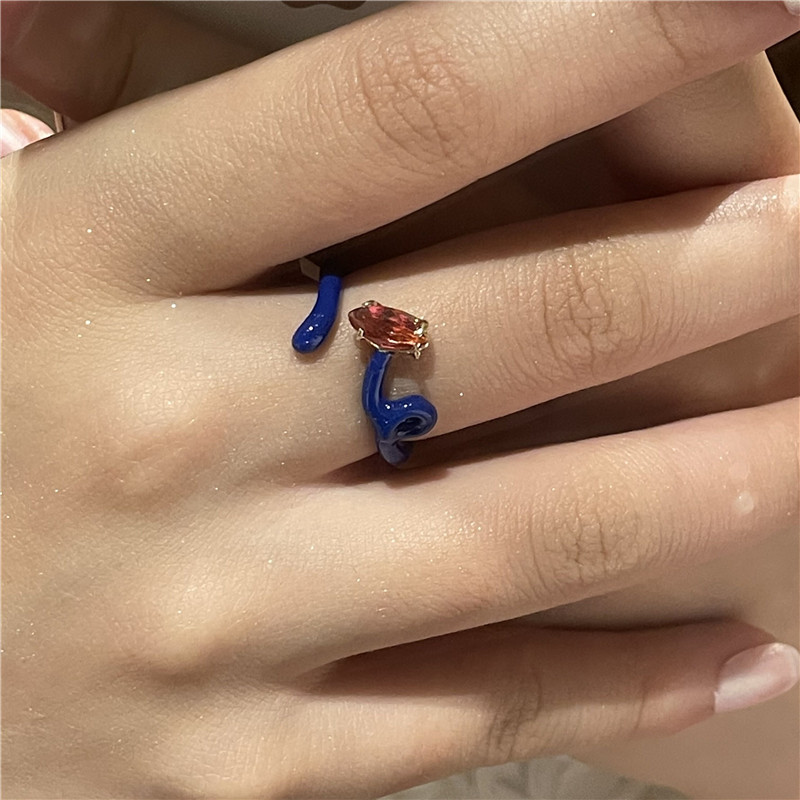 wholesale retro twisted candy color diamond alloy ring Nihaojewelry