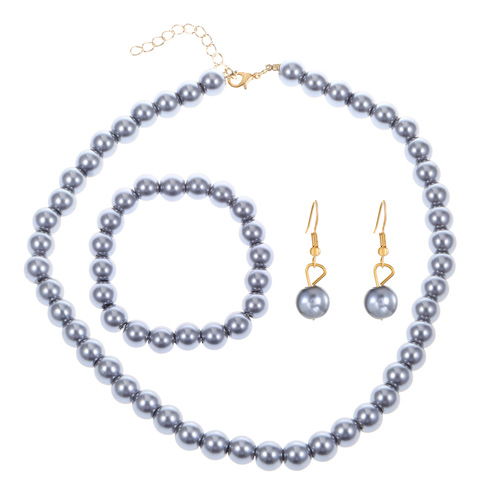 Star Style Chamba Diamond Ball White Pearl Necklace Set - AliExpress Best Selling Three-Piece Jewelry Set