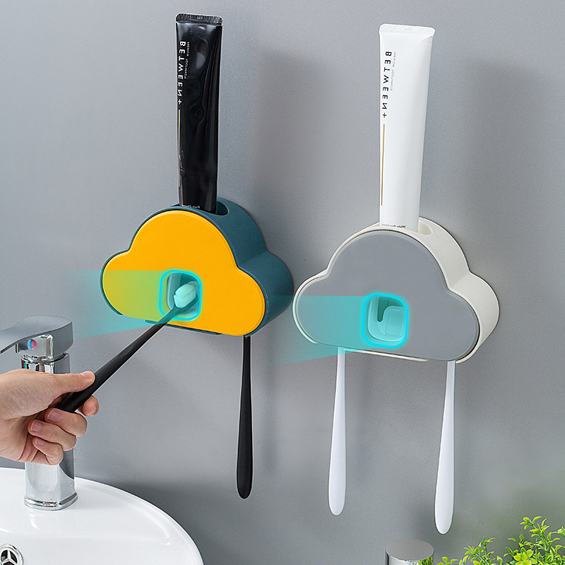 fully automatic Squeeze toothpaste Artifact Wall mounted household Squeezer suit Punch holes TOILET toothbrush Shelf