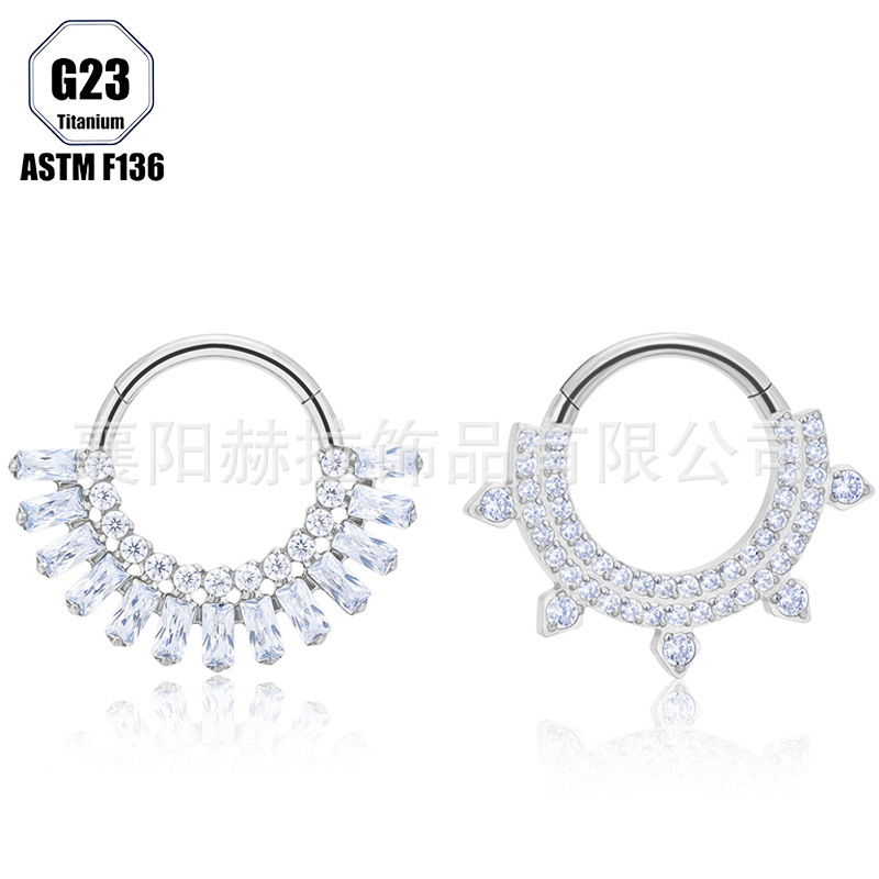 Amazon G23 titanium alloy high sense supermarket diamond nose ring earrings F136 body piercing jewelry wholesale
