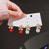 Silver needle, fashionable earrings from pearl, silver 925 sample, internet celebrity, flowered