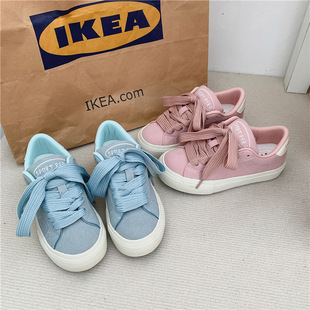 2024 Spring and Summer New Academy Style Pink Canvas Shoes Women's Korean Style Casual Board Shoes Live Shoes Women's Shoes for Hair