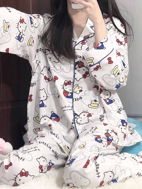 8819黄兰格2025春秋新款长开衫网红ins学生睡衣女休闲家居服官方|undefined