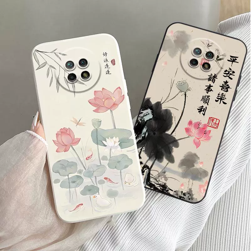 Подходящий чехол для мобильного телефона Xiaomi Redmi 9 9a Redmi note9pro в китайском стиле с изображением чернил лотоса национальный тренд