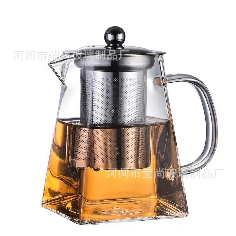 Tetera cuadrada gruesa tetera de vidrio resistente a altas temperaturas 304 filtro Neto taza justa dispensador de té tetera doméstica