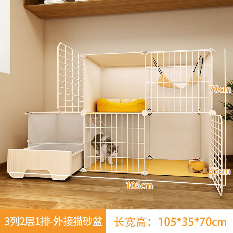 トイレ付き猫ケージ、家庭用屋内特大フリースペース、子猫暗号化2階建て猫ヴィラ猫ハウス巣|undefined