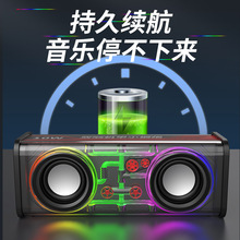 跨境透明机甲音箱V8桌面蓝牙音箱重低音长续航便携炫彩A9音响批发