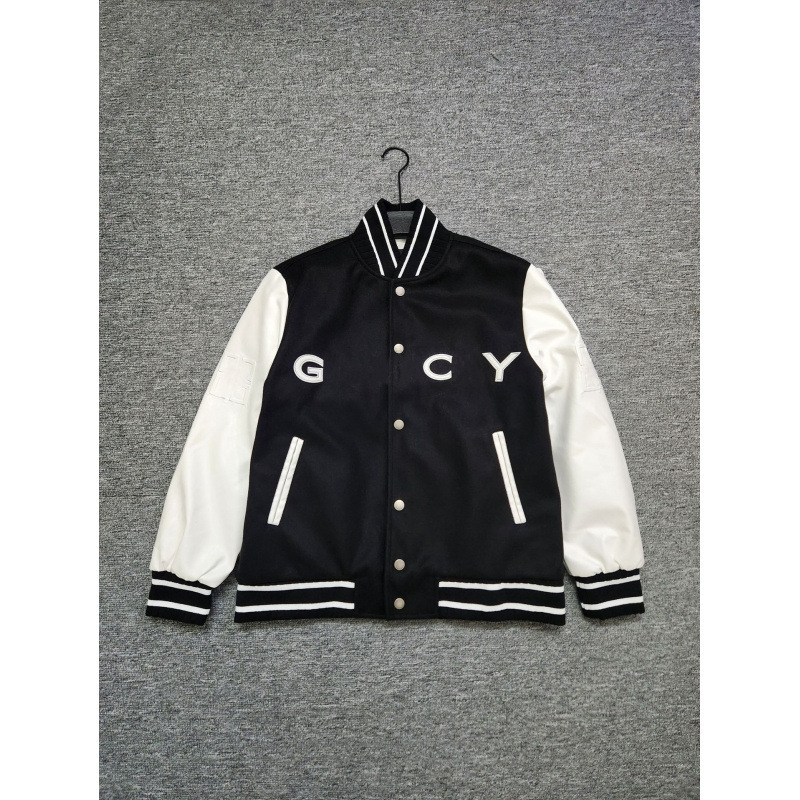 High-End Luxury G1V Letter Embroidery Baseball Jacket American Retro Wool and Leather Bomber Jacket