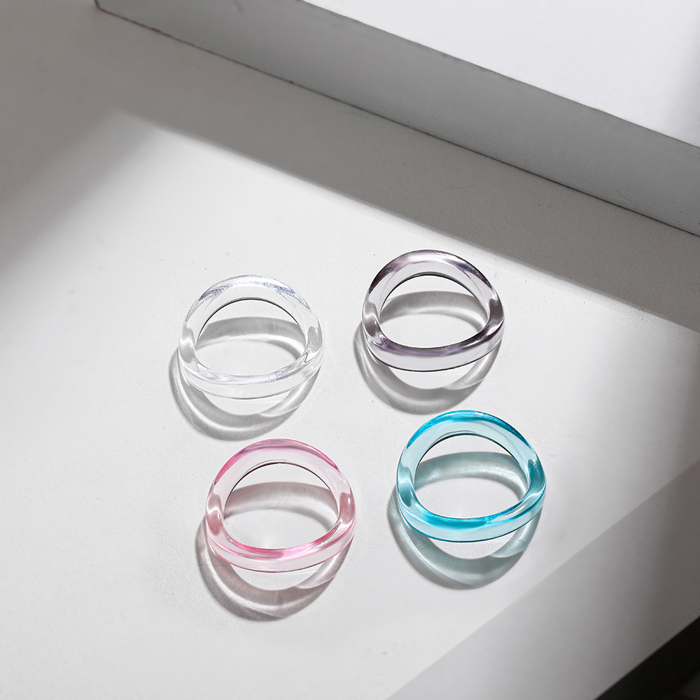 Korean Transparent Candy Color Geometric Resin Ring Wholesale display picture 27