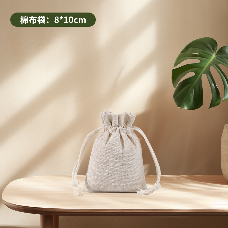 Bolsa de Almacenamiento con Cordón de Algodón, Bolsa de Lino con Cordón, Se Puede Imprimir con Logotipo, Bolsa de Tela Pequeña en Existencia