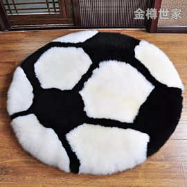 厂家直供圆形地垫足球地毯图案儿童卧室床边毯书桌椅脚垫仿羊毛