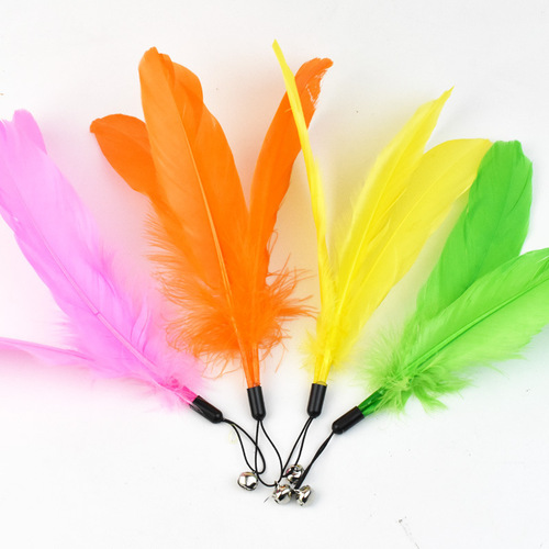 Colorful large feather cat amusing stick, replacement head toy, feather replacement head, chicken feather replacement head, cat relief toy
