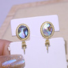 DIY accessories s925 sterling silver retro abalone shell earrings earrings Empty half -finished earrings silver support materials