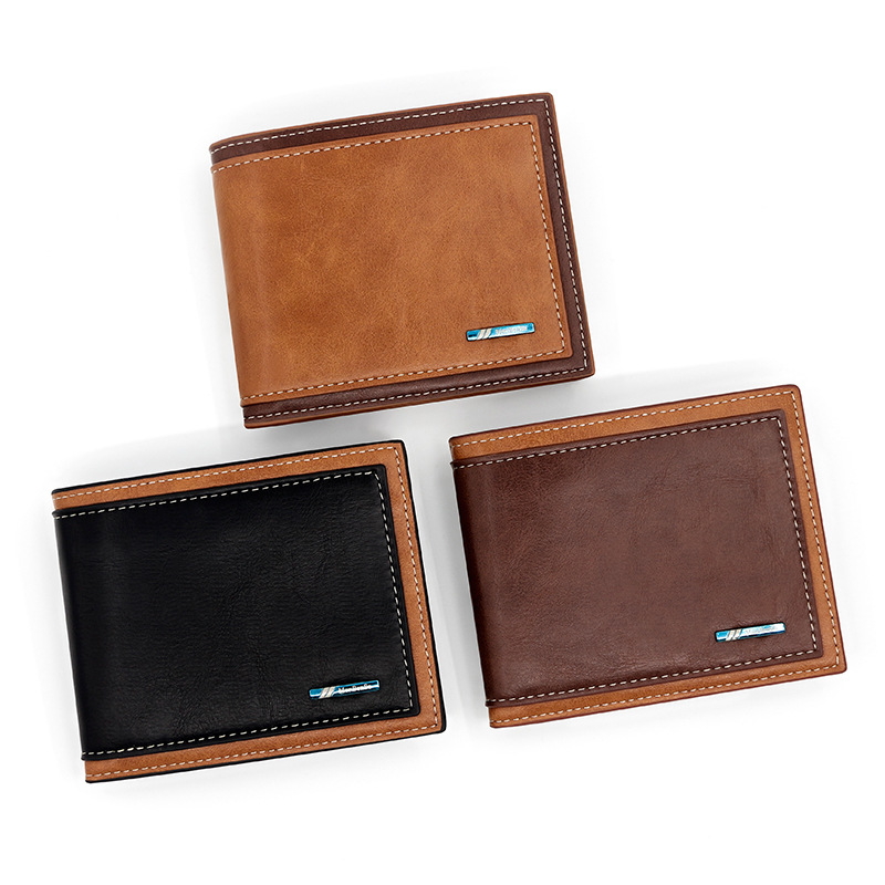 Hombres de moda coreana cartera corta color a juego de gran capacidad Multi-Tarjeta casual bolsa doble bisagra cartera de los hombres