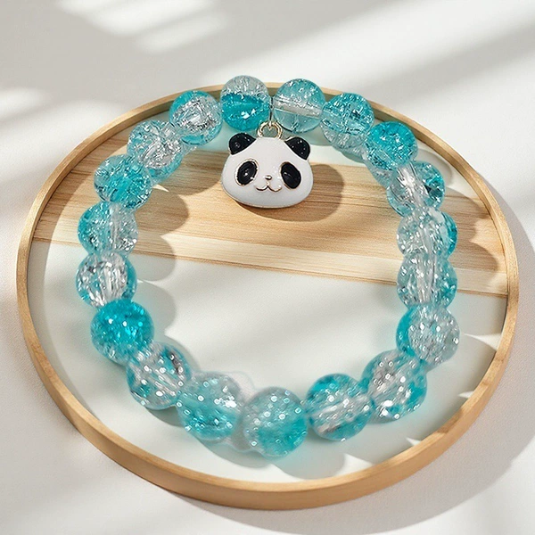 X02 blue and white glazed panda bracelet