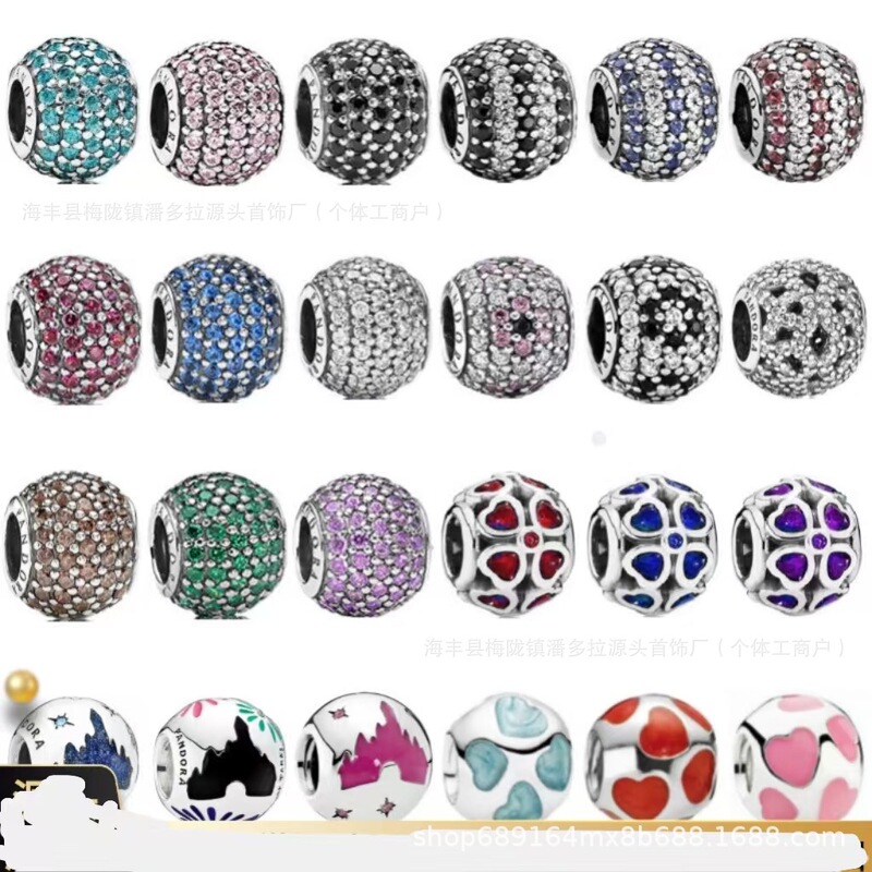 Pangadora S925 Sterling Silver Snake Bone Bracelet Beaded Diamond Color Stone Beaded Hot Selling Diy Jewelry