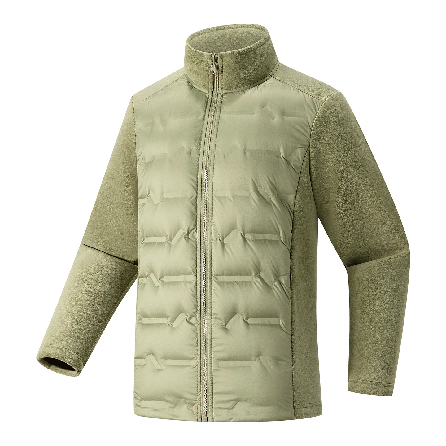 Transfronterizo otoño y invierno blancos de pluma de pluma masculina de invierno de cuello vertical de pelusa de seda de cremallera caliente chaqueta de costilla