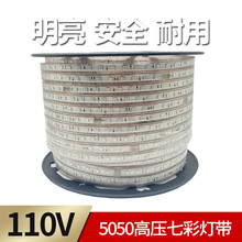 跨境LED高压灯带110V5050户外广告娱乐场所60灯RGB七彩氛围灯带