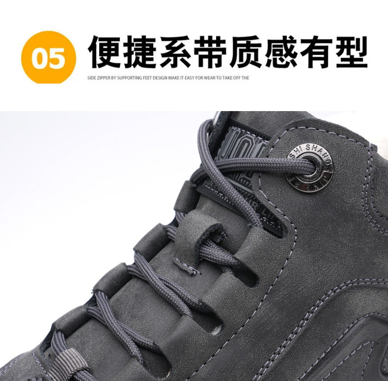Giày bốt Martin nam cổ cao lót bông giữ ấm, chống trượt, gót thấp 1–3 cm — Màu xám chi tiết 11