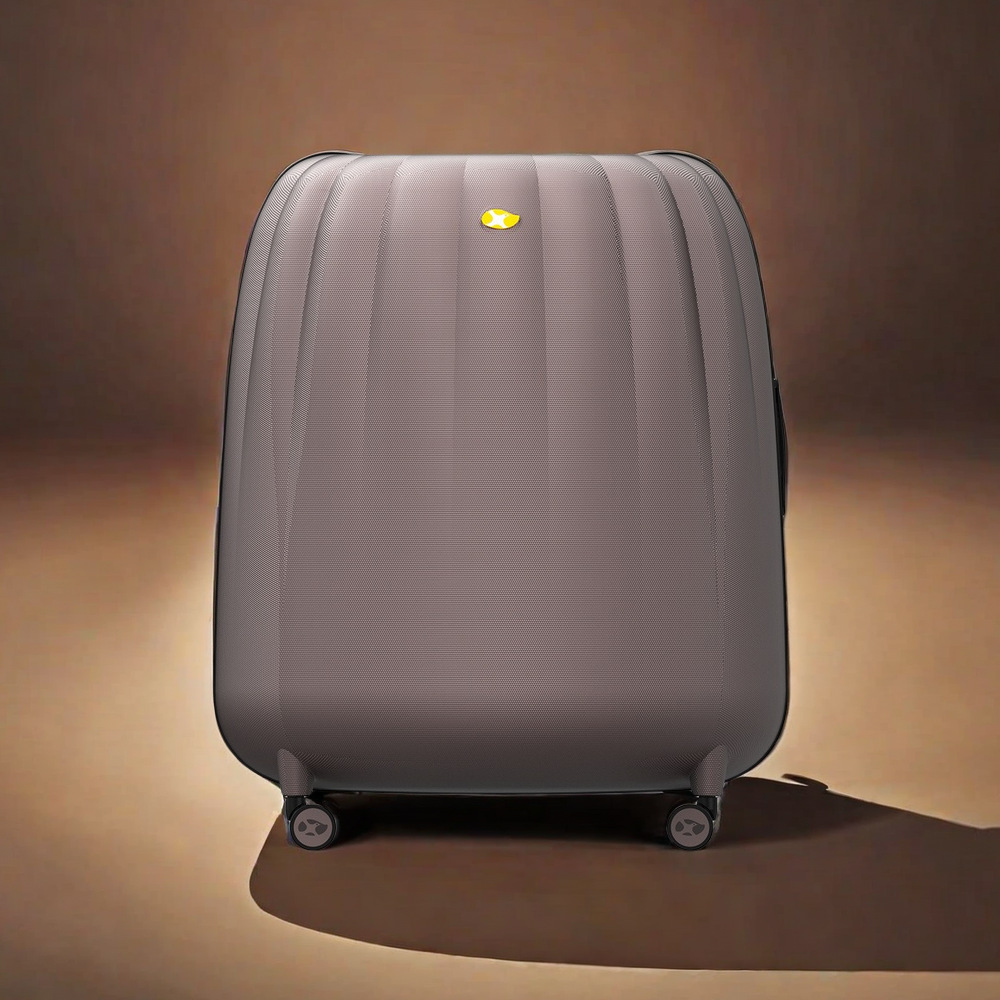 Vali nhựa PC size cabin 20 inch thiết kế vỏ trứng bánh mì độc đáo, bánh xe đa hướng êm ái, khóa mật khẩu — Màu cà phê