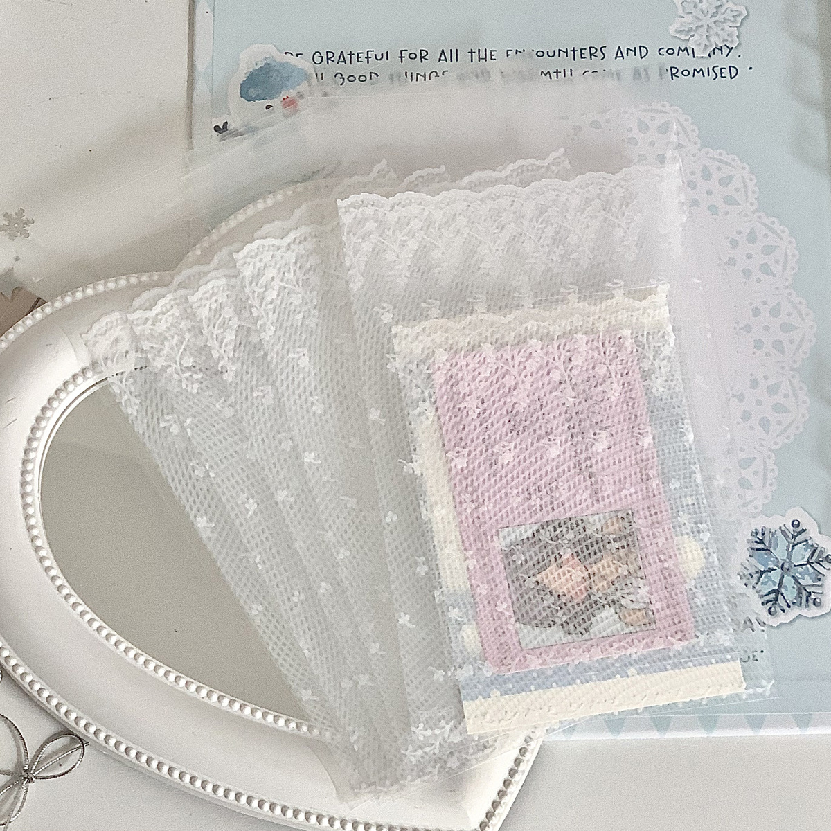 ins风白色蕾丝自粘袋超便宜手帐素材小卡打包袋礼品袋吧唧打包袋