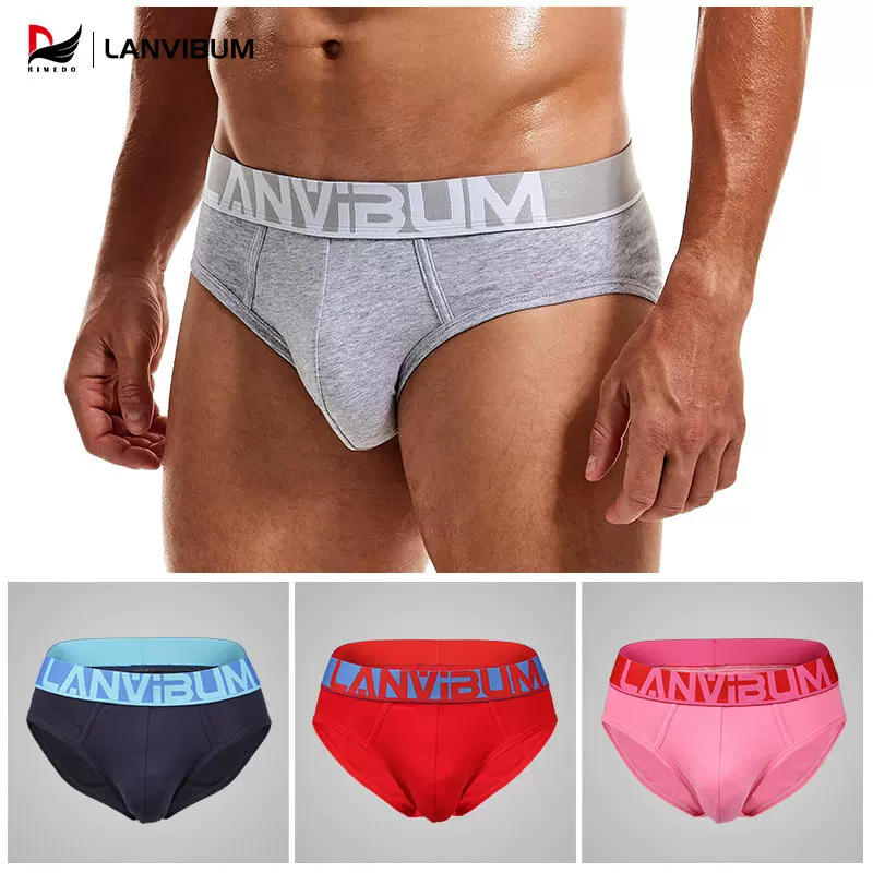 新款男士三角裤纯色棉内裤男中腰性感男内裤透气男内裤潮牌