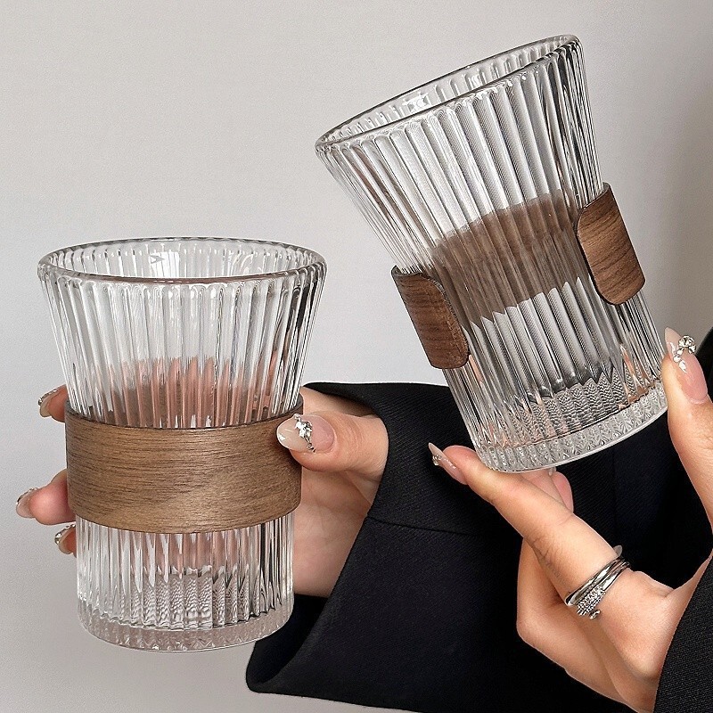 Chinese-Style Glass Cups for Home Use, Heat-Insulated and Anti-Scalding Tea Cups, Living Room Guest Drinking Cups Set, Juice Cups, Coffee Cups