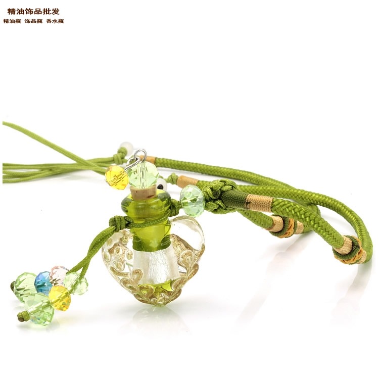精油饰品网草绿色心形巴洛克双扣绳项链2.jpg