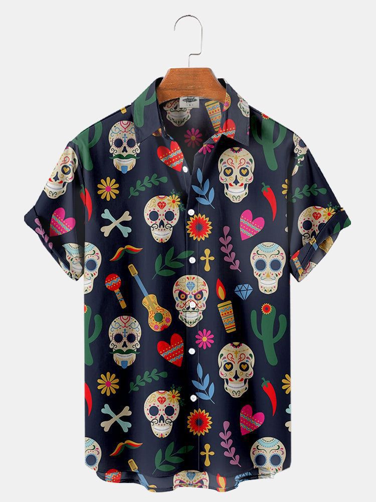 Serie Camisas estampadas Fabricantes de Halloween para hombres Hawaii Halloween Source Station Camisas digitales para hombres transfronterizos 3D