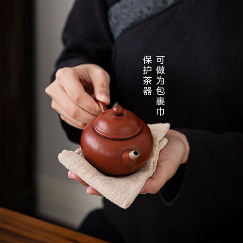 Pure Color Cotton Linen Tea Towel Japanese Style Fabric Craft Thick Absorbent Tea Cloth Cleaning Square Zen Style Gongfu Tea Set Towel Rags Gift Box