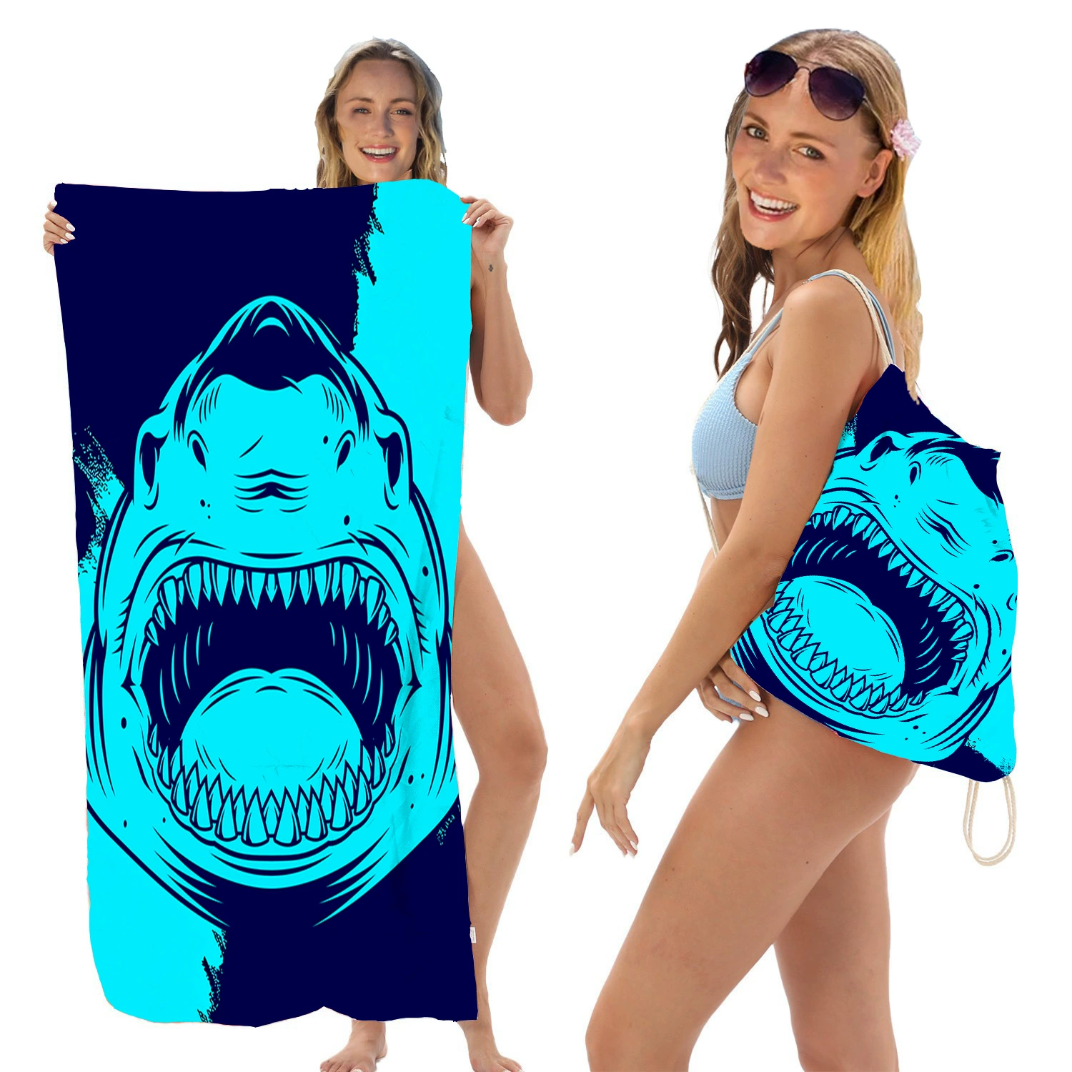 Складное пляжное полотенце с изображением морских животных, универсальное пляжное полотенце, универсальная сумка для хранения