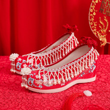 【南鸢玄凤】中式婚礼禾鞋女原创珍珠流苏婚鞋古风内增高翘头新娘