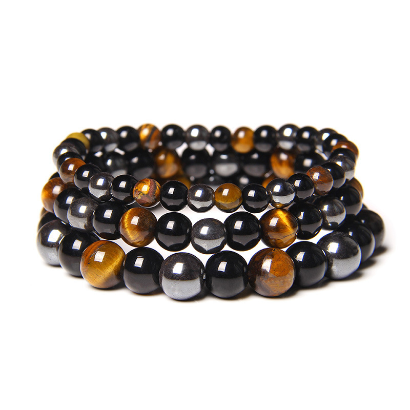 Amazon Cross-Border Natural Stone Tiger Eye Bracelet for Women, Hematite Beads, Magnet for Men, Manufacturer Wholesale, Handmade Light Luxury