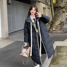 蝴蝶结羽绒服女2025中长款冬季新款甜美学院风小个子加厚风衣外套
