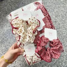 安可拉红发圈2025新少女芭蕾风大肠圈爱心波点蝴蝶结扎丸子头发圈