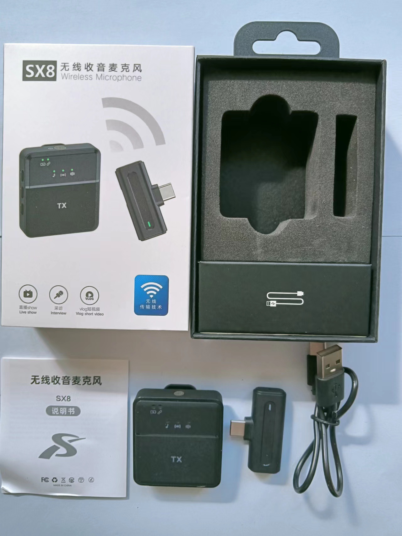 Nuevo micrófono de clip de cuello inalámbrico SX9 transfronterizo, grabación de radio de video corto, transmisión en vivo, micrófono de reverberación inteligente con reducción de ruido